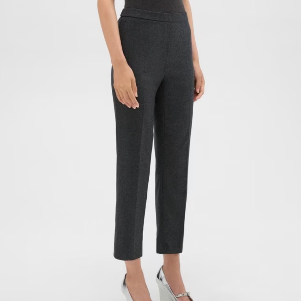 Theory treeca pull on pants, sleek flannel, color new charcoal melange